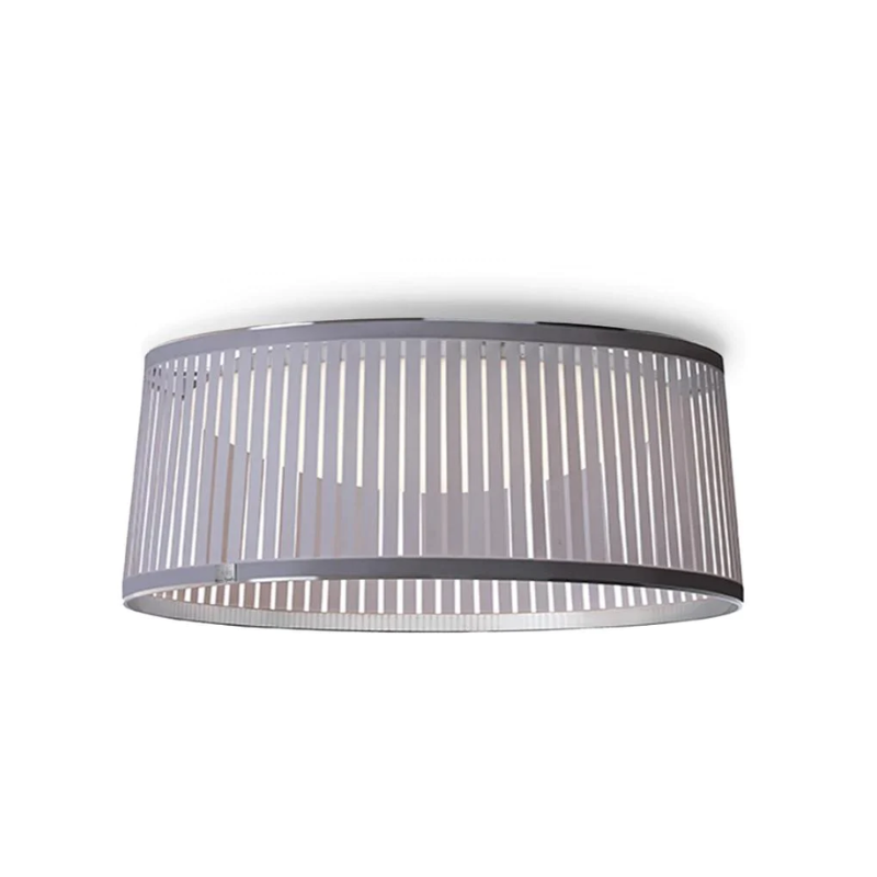 The 24 inch Solis Drum Flush from Pablo Designs in silver.