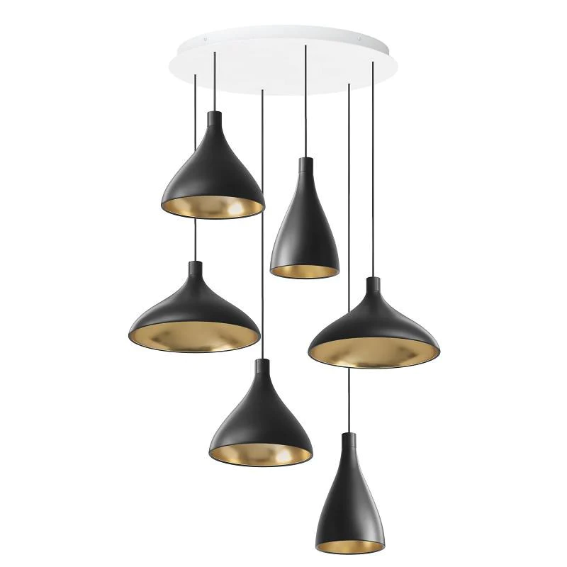 The Swell Chandelier from Pablo Designs with 6 pendants in black.