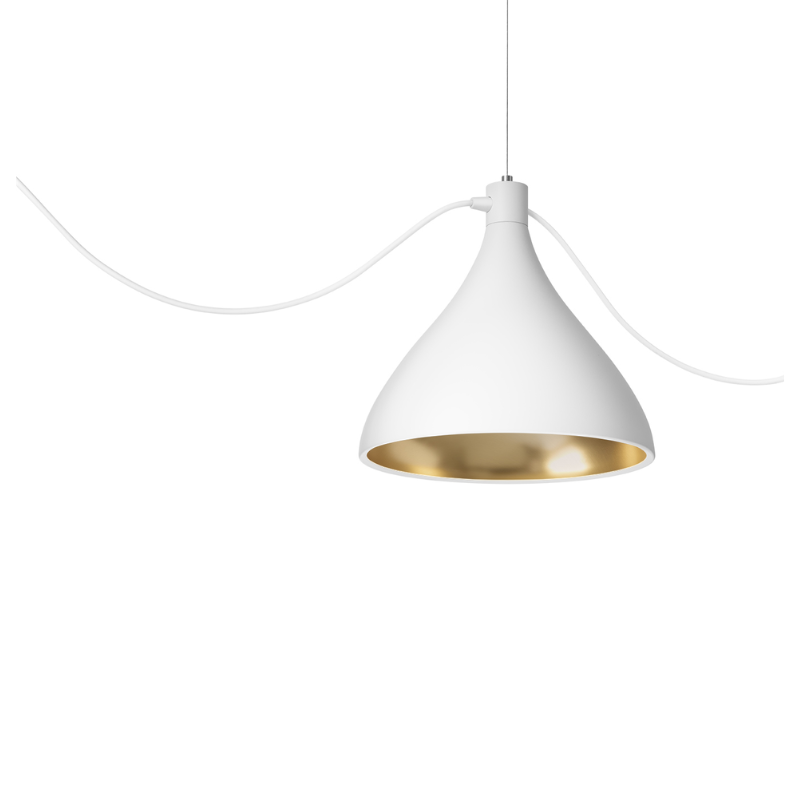 The Swell String Single from Pablo Designs suspended from the ceiling in a lifestyle shot.