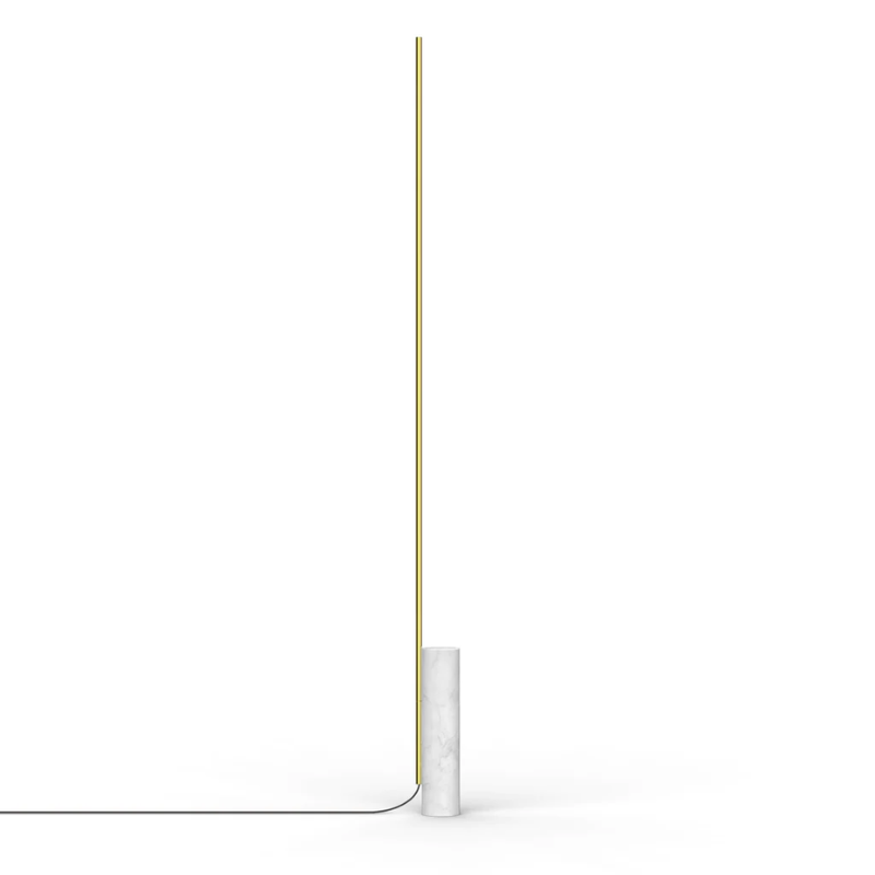 The T.O Floor from Pablo Designs with the carrara marble base and brass arm.