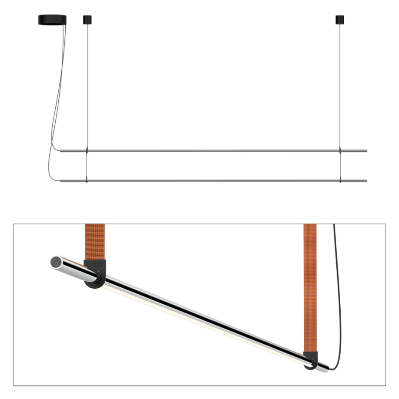 The T.O Pendant 2 Stack from Pablo Designs with the chrome light and burnt orange belt.