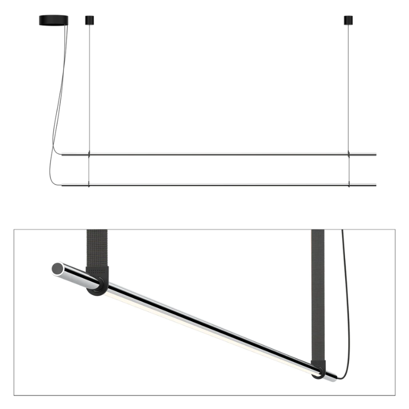 The T.O Pendant 2 Stack from Pablo Designs with the chrome light and graphite belt.