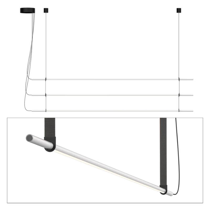 The T.O Pendant 3 Stack from Pablo Designs with the matte white light and graphite belt.