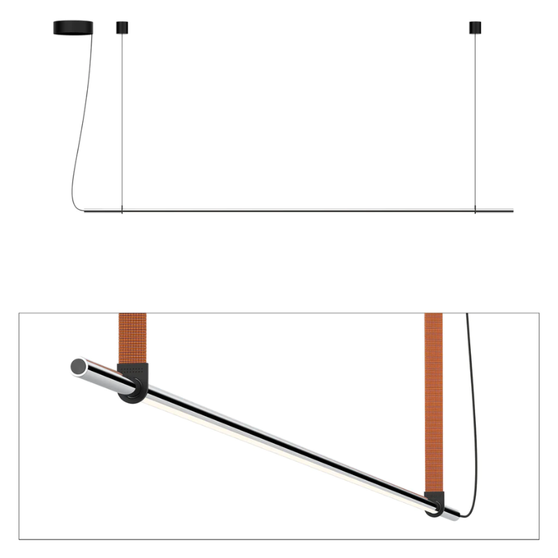 The T.O Pendant from Pablo Designs with the chrome light and burnt orange belt.