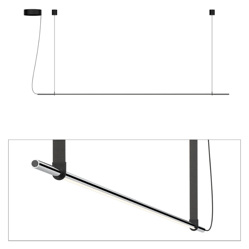 The T.O Pendant from Pablo Designs with the chrome light and graphite belt.