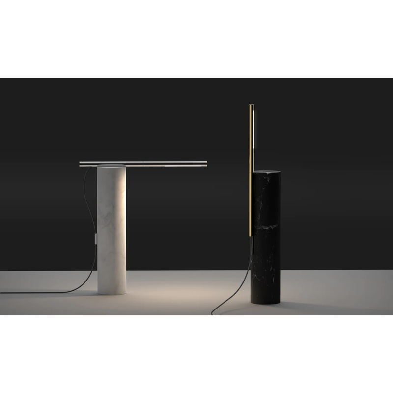 The T.O Table from Pablo Designs being shown adjusted in two different ways.
