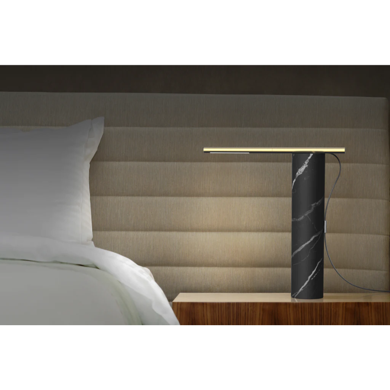 The T.O Table from Pablo Designs in a bedroom.