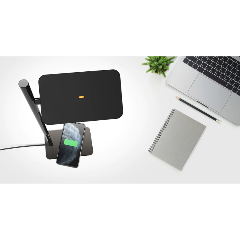 The Talia Table from Pablo Designs on a desktop.