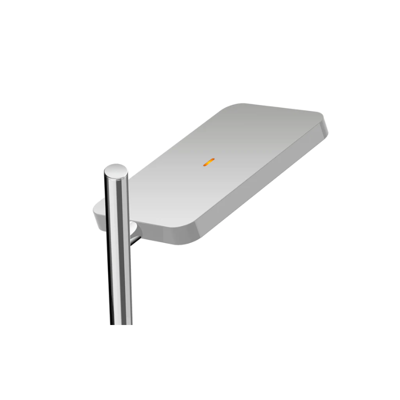 The Talia Table from Pablo Designs in grey and silver, close up.