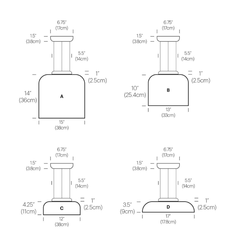 The dimensions of the Totem Down Light from Pablo Designs.