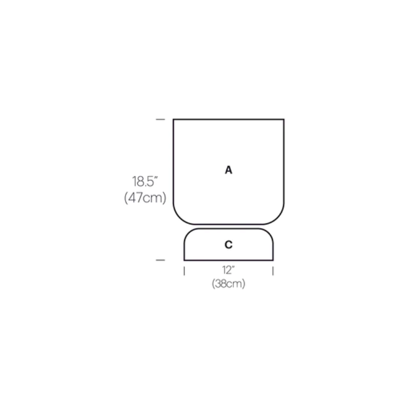 The dimensions of the Totem Table from Pablo Designs style CA.