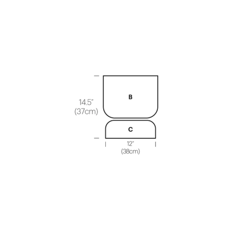 The dimensions of the Totem Table from Pablo Designs style CB.