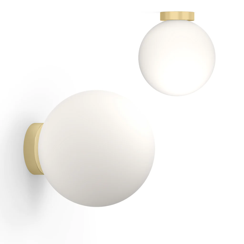 The 12 inch Bola Sphere Flush from Pablo Designs in brass.