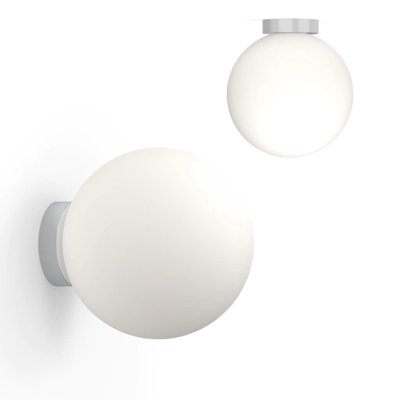 The 12 inch Bola Sphere Flush from Pablo Designs in chrome.