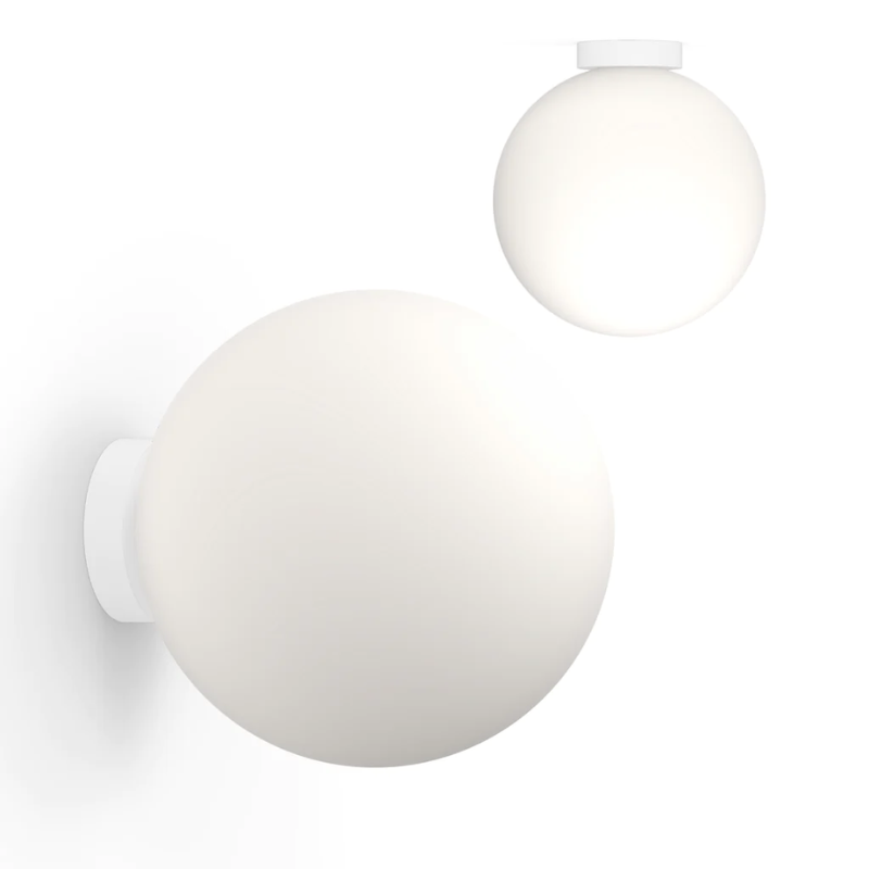 The 16 inch Bola Sphere Flush from Pablo Designs in matte white.