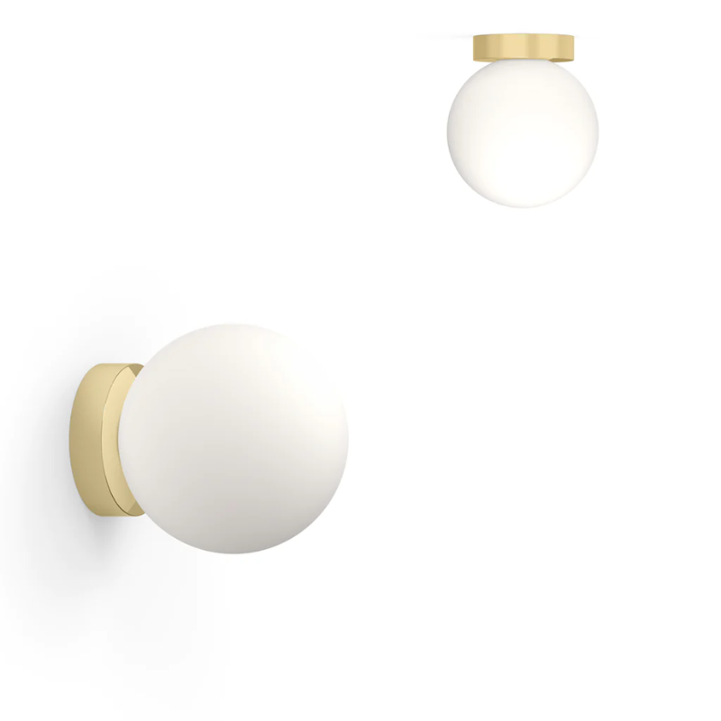 The 8 inch Bola Sphere Flush from Pablo Designs in brass.