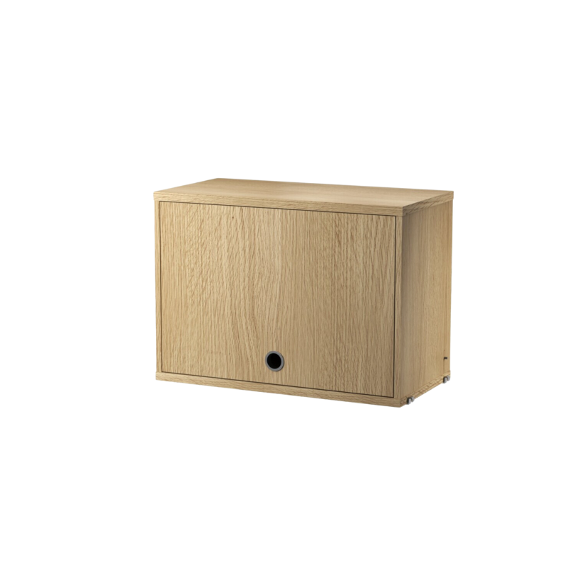 The Cabinet with Flip Door from String Furniture, 22.8 inches wide in oak.