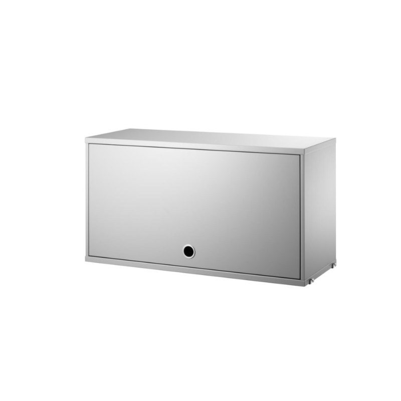 The Cabinet with Flip Door from String Furniture, 30.7 inches wide in grey.