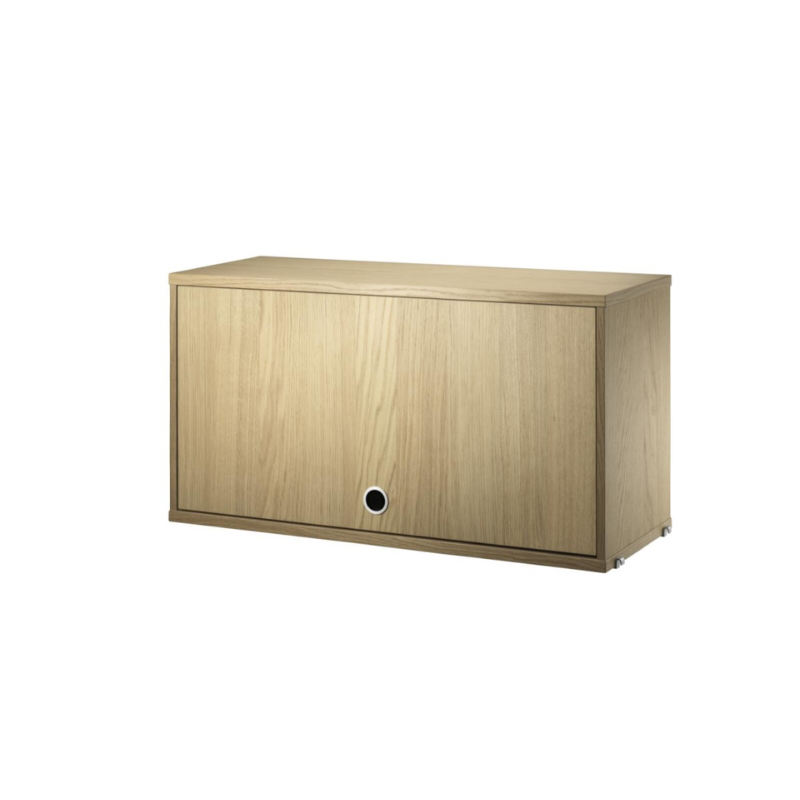 The Cabinet with Flip Door from String Furniture, 30.7 inches wide in oak.