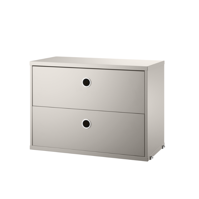 The Chest of Drawers from String Furniture in 22.8 inch width size and beige finish.
