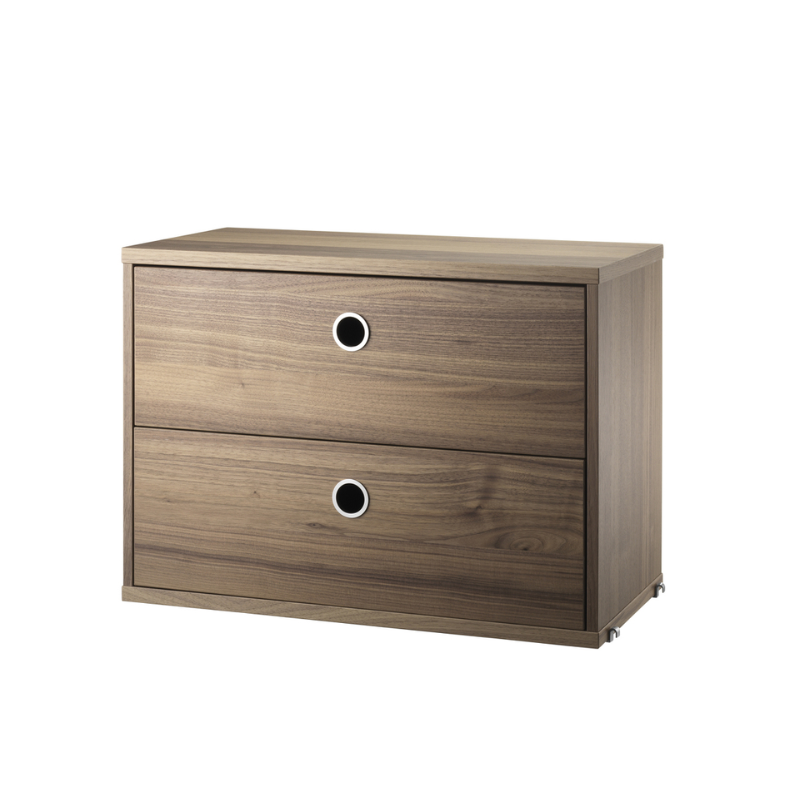 The Chest of Drawers from String Furniture in 22.8 inch width size and walnut finish.