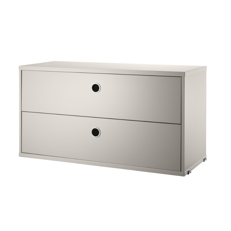 The Chest of Drawers from String Furniture in 30.7 inch width size and beige finish.