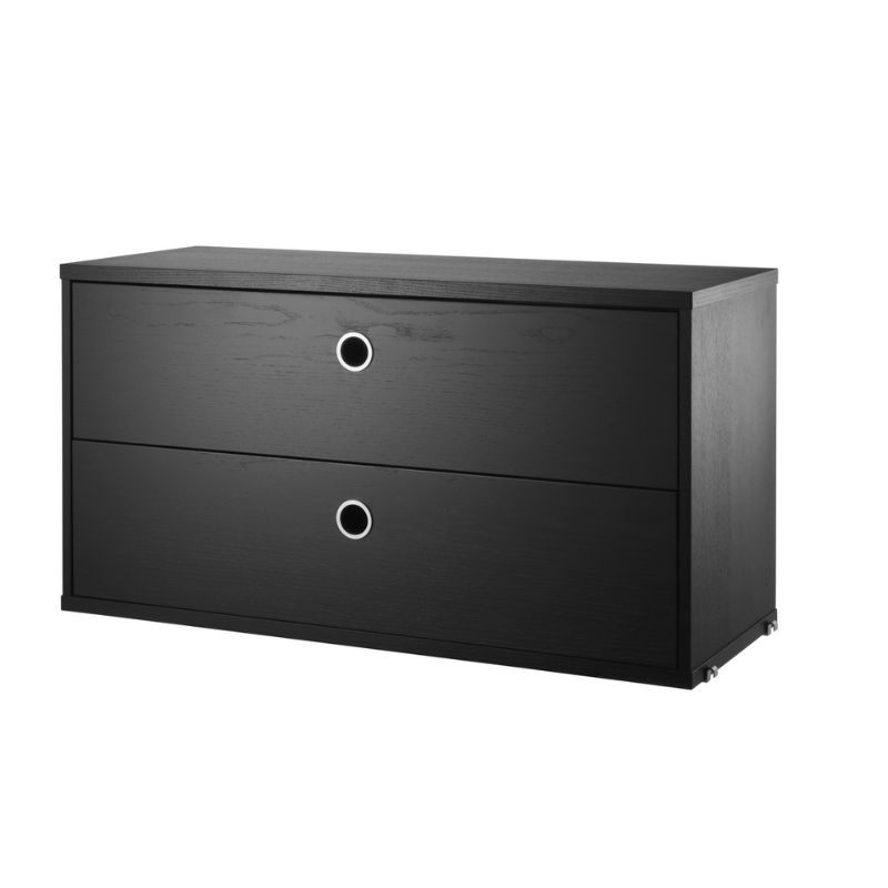 The Chest of Drawers from String Furniture in 30.7 inch width size and black stained ash finish.