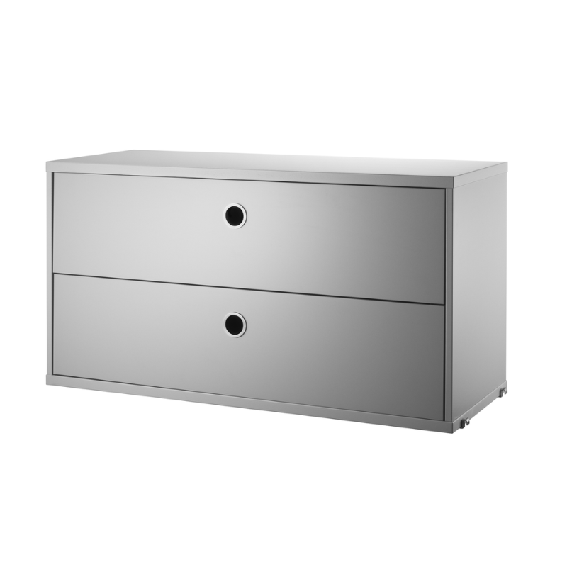 The Chest of Drawers from String Furniture in 30.7 inch width size and grey finish.