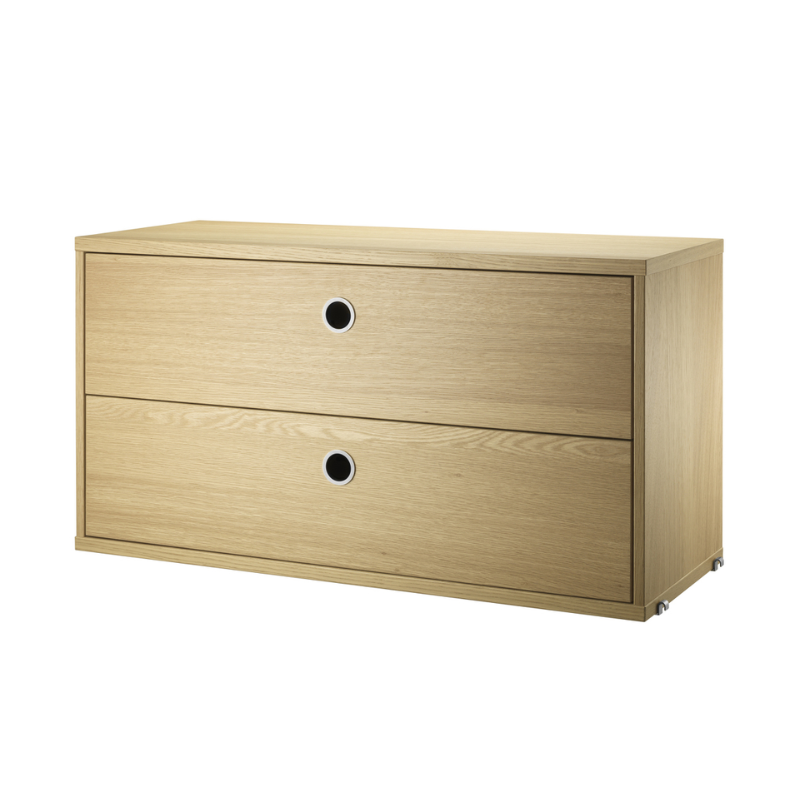 The Chest of Drawers from String Furniture in 30.7 inch width size and oak finish.