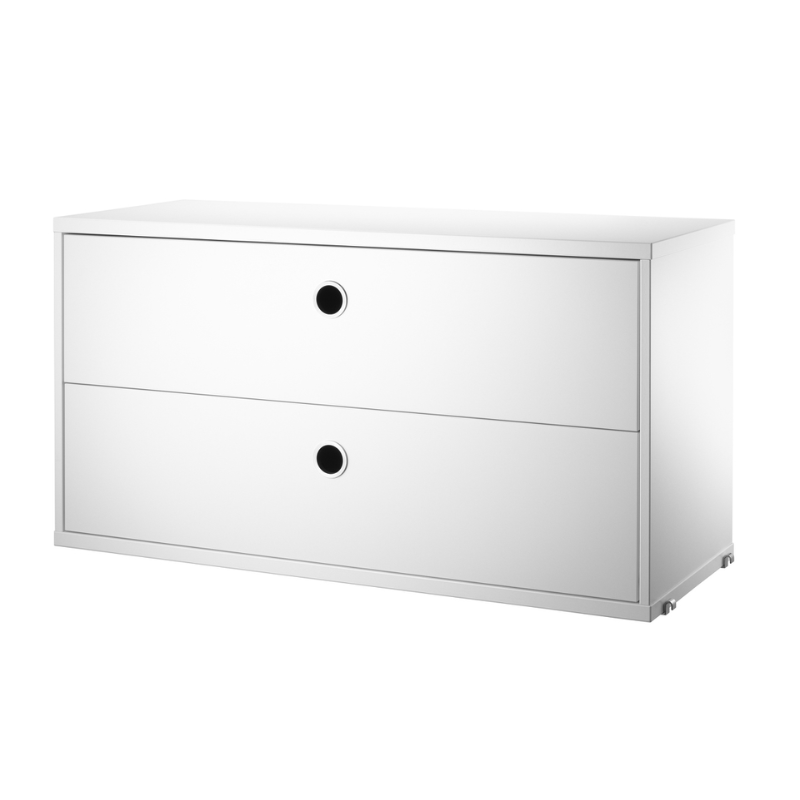 The Chest of Drawers from String Furniture in 30.7 inch width size and white finish.