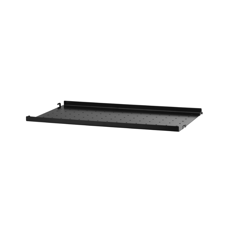 The Metal Shelves Low from String Furniture in 22.8 width and 11.8 depth inches size, black finish.