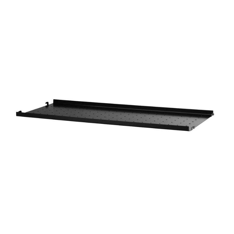 The Metal Shelves Low from String Furniture in 30.7 width and 11.8 depth inches size, black finish.