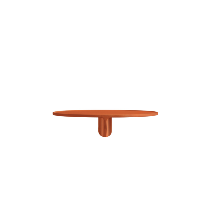 The Museum NM&.045 Console Shelf from String Furniture in orange from the side.