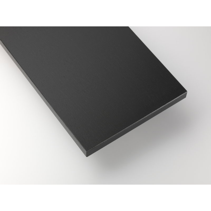 A close up on the black stained ash Shelves from String Furniture.