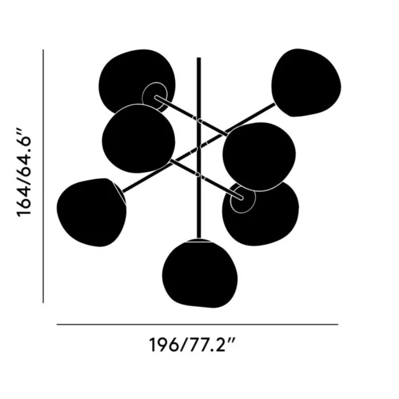 The dimensions of the Melt LED Large Chandelier from Tom Dixon. all-groups