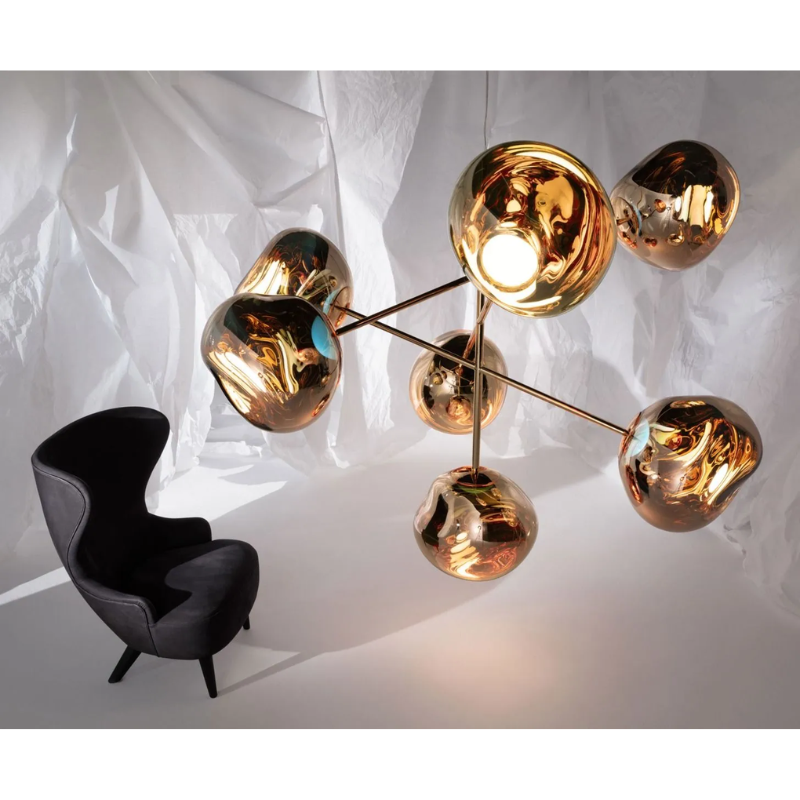 A swarm, huddle, herd, cluster or bunch; there are a thousand ways of configuring our lamps to produce an extraordinary lighting arrangement. Fitted with their new LED module, Tom Dixon's Melt Chandeliers are an attempt to rethink the contemporary chandelier.