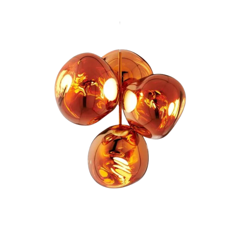 A swarm, huddle, herd, cluster or bunch; there are a thousand ways of configuring our lamps to produce an extraordinary lighting arrangement. The latest additions to Tom Dixon's Melt family includes the Melt Small Chandelier, featuring four orbs protruding from polished tubes and measuring one meter high. Fitted with their new LED module, Tom Dixon's Melt Chandeliers are an attempt to rethink the contemporary chandelier.