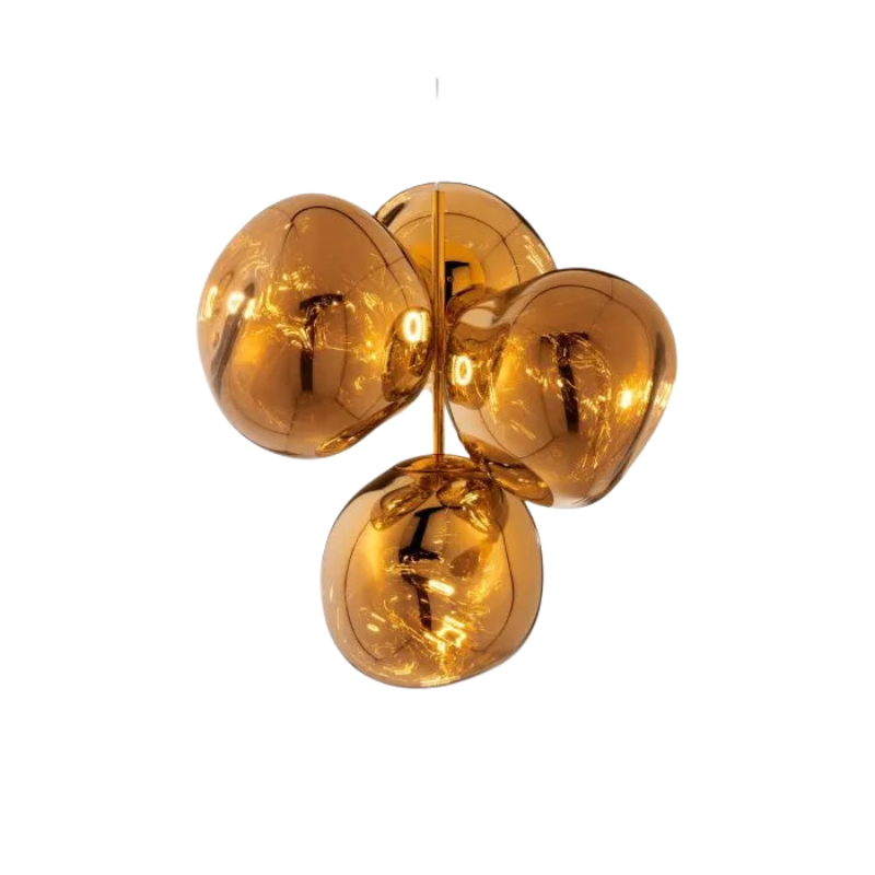 A swarm, huddle, herd, cluster or bunch; there are a thousand ways of configuring our lamps to produce an extraordinary lighting arrangement. The latest additions to Tom Dixon's Melt family includes the Melt Small Chandelier, featuring four orbs protruding from polished tubes and measuring one meter high. Fitted with their new LED module, Tom Dixon's Melt Chandeliers are an attempt to rethink the contemporary chandelier.