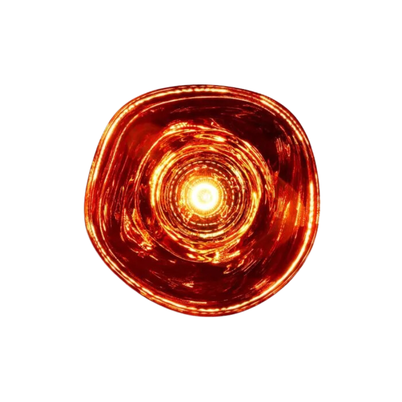 Tom Dixon's Melt LED Surface Wall Sconce is a beautifully distorted pendant in collection of modern finishes with matching ceiling rose. Featuring an integrated LED module, this ceiling light creates a mesmerizing melting hot-blown glass effect when turned on, and a mirror-finish effect when off. This piece is made in Germany using a high tech manufacturing techniques to achieve the perfect melted orb for your design.