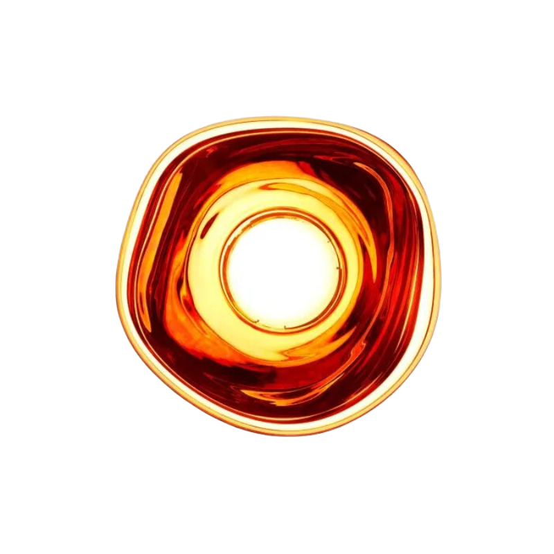 Tom Dixon's Melt LED Surface Wall Sconce is a beautifully distorted pendant in collection of modern finishes with matching ceiling rose. Featuring an integrated LED module, this ceiling light creates a mesmerizing melting hot-blown glass effect when turned on, and a mirror-finish effect when off. This piece is made in Germany using a high tech manufacturing techniques to achieve the perfect melted orb for your design.