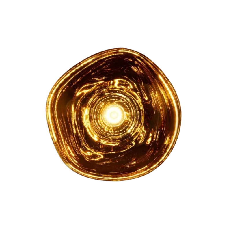 Tom Dixon's Melt LED Surface Wall Sconce is a beautifully distorted pendant in collection of modern finishes with matching ceiling rose. Featuring an integrated LED module, this ceiling light creates a mesmerizing melting hot-blown glass effect when turned on, and a mirror-finish effect when off. This piece is made in Germany using a high tech manufacturing techniques to achieve the perfect melted orb for your design.