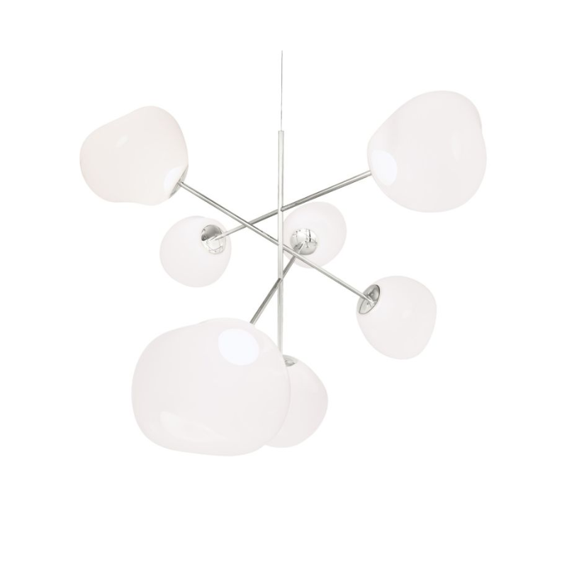 The Melt LED Large Chandelier from Tom Dixon in opal and silver.