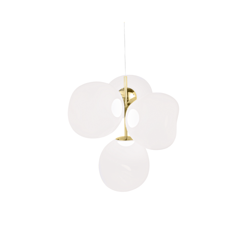 The Melt LED Small Chandelier from Tom Dixon in opal and gold.