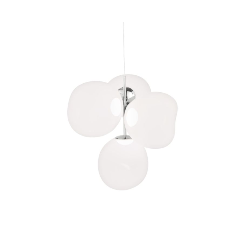 The Melt LED Small Chandelier from Tom Dixon in opal and silver.