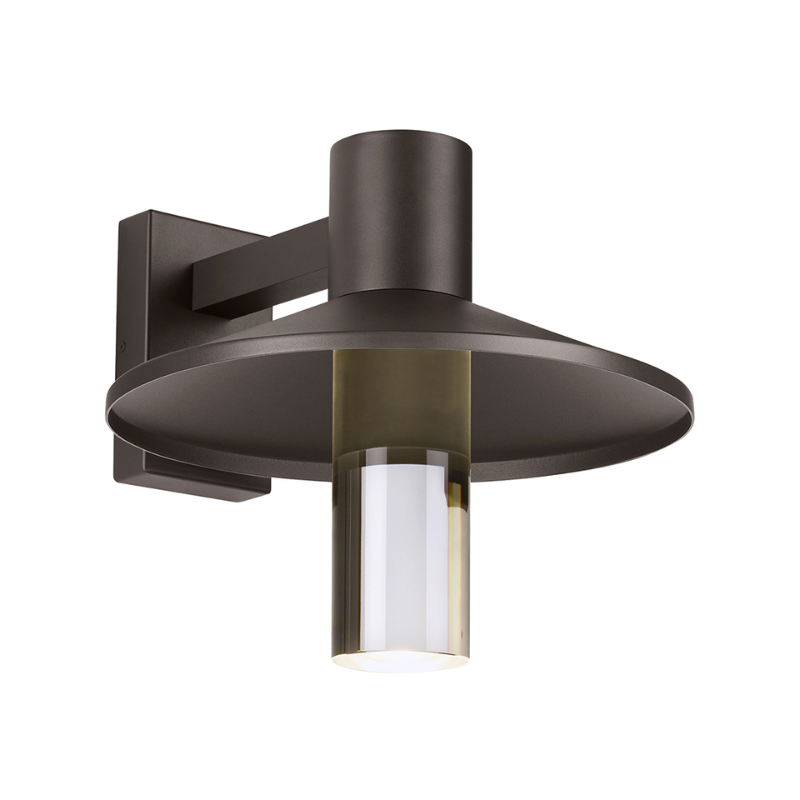 The Ash Cylinder Outdoor Wall Sconce from Visual Comfort and Co. in the 16 inch size and bronze finish.