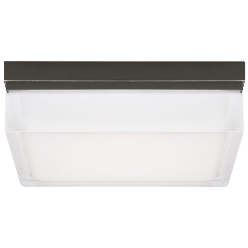 The large Boxie Flush Mount from Visual Comfort and Co in antique bronze.