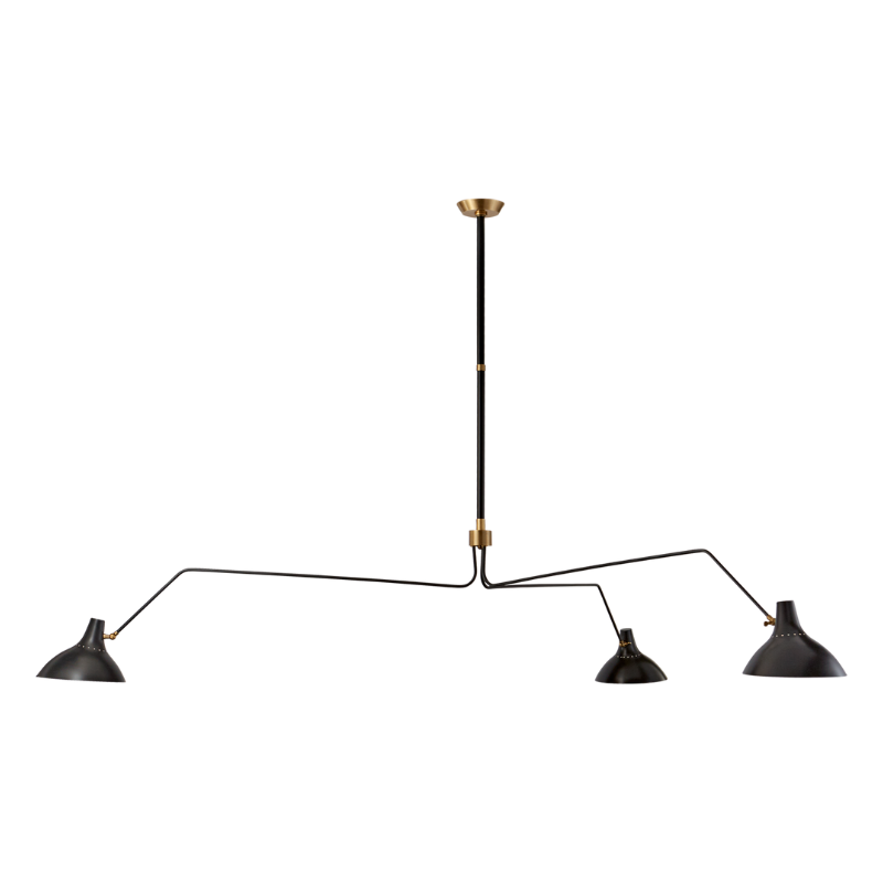 The Charlton Grande Triple Arm Chandelier from Visual Comfort and Co in black.