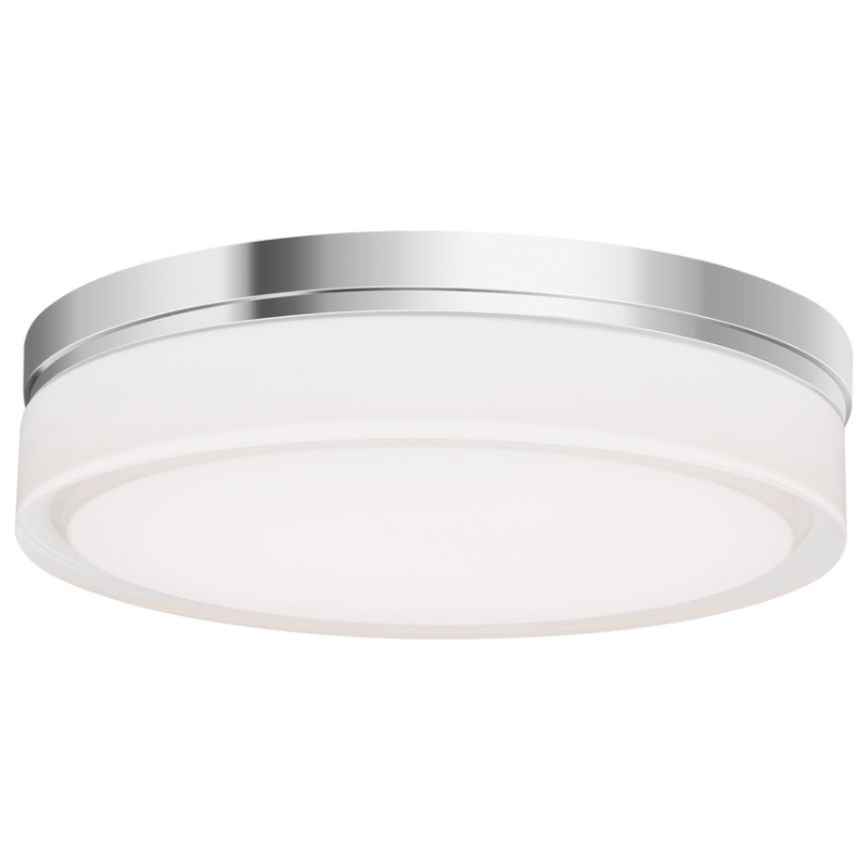 The large Cirque Flush Mount from Visual Comfort and Co in chrome.