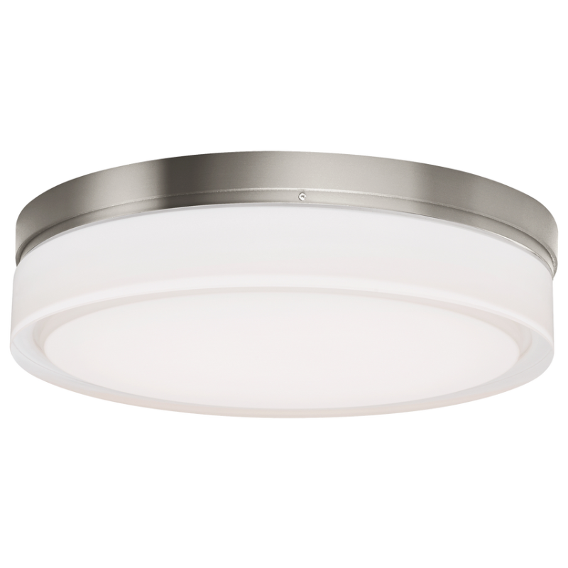 The large Cirque Flush Mount from Visual Comfort and Co in satin nickel.