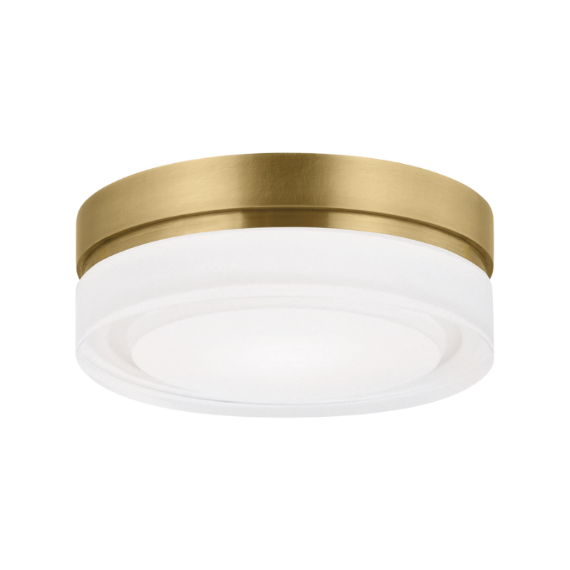 The small Cirque Flush Mount from Visual Comfort and Co in brass.